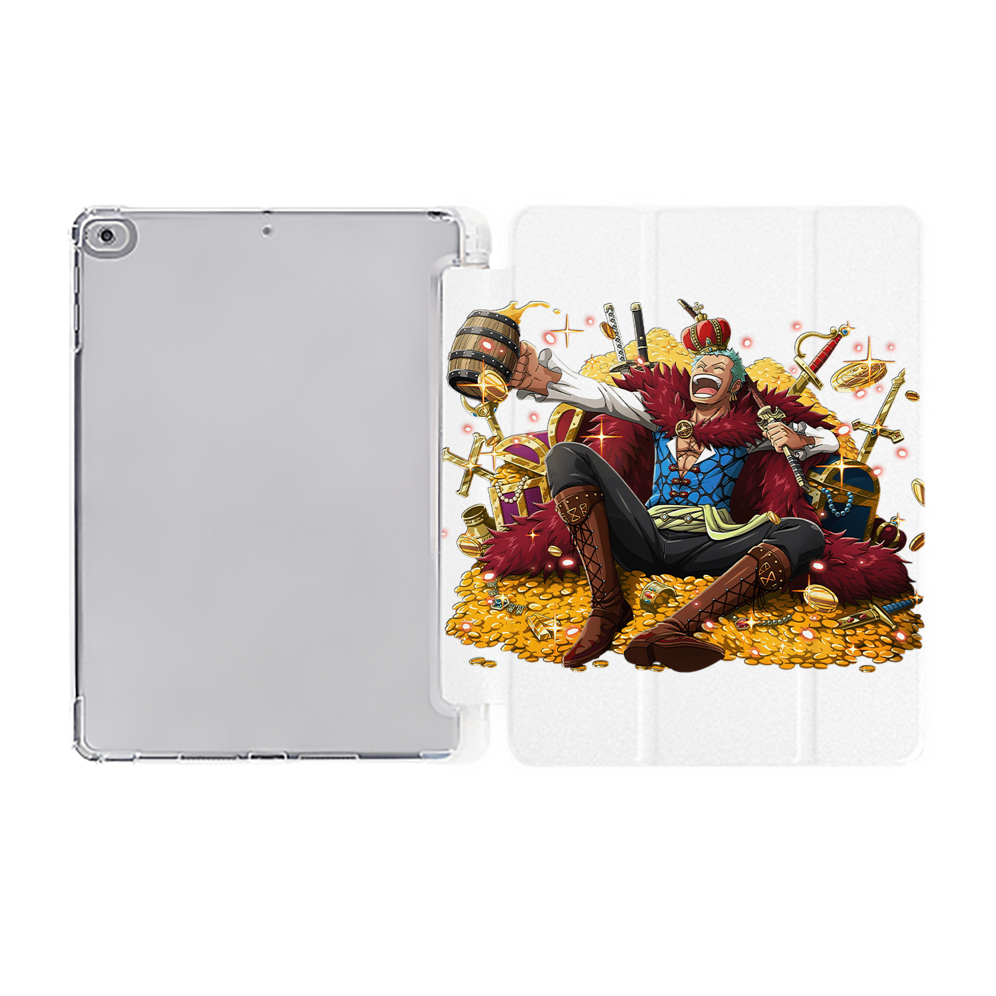 （画像用） ワンピース ロロノア・ゾロ ONE PIECE Roronoa Zoro IPad ケース ペン収納付き 三つ折りスタンド PUレザー×シリコン 対応機種9.5/10.5/10.9インチ